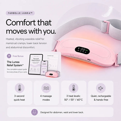Farbelle Lunea heated menstrual relief belt with free Lunea Relief System digital bonus