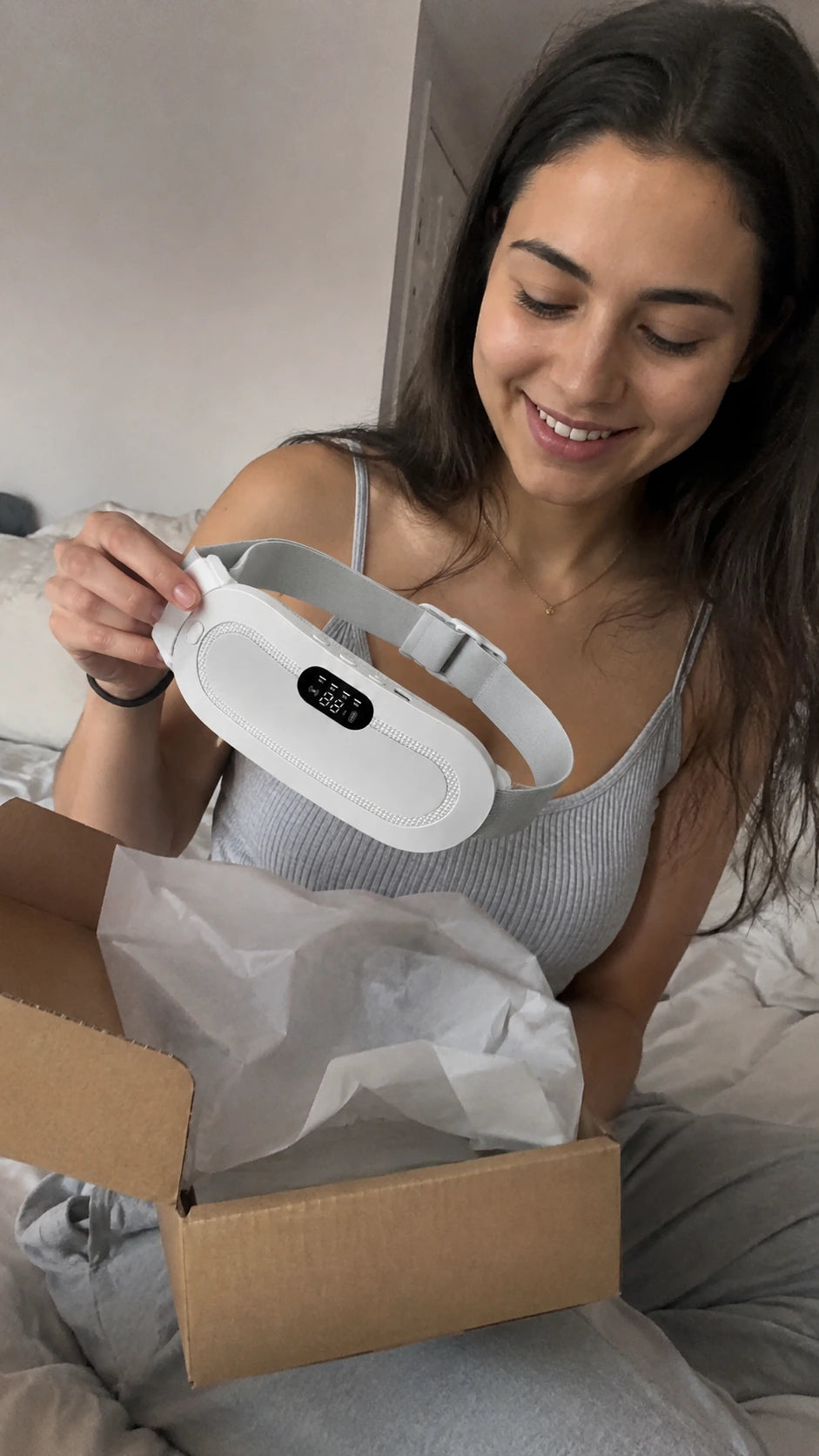 unboxing in bed