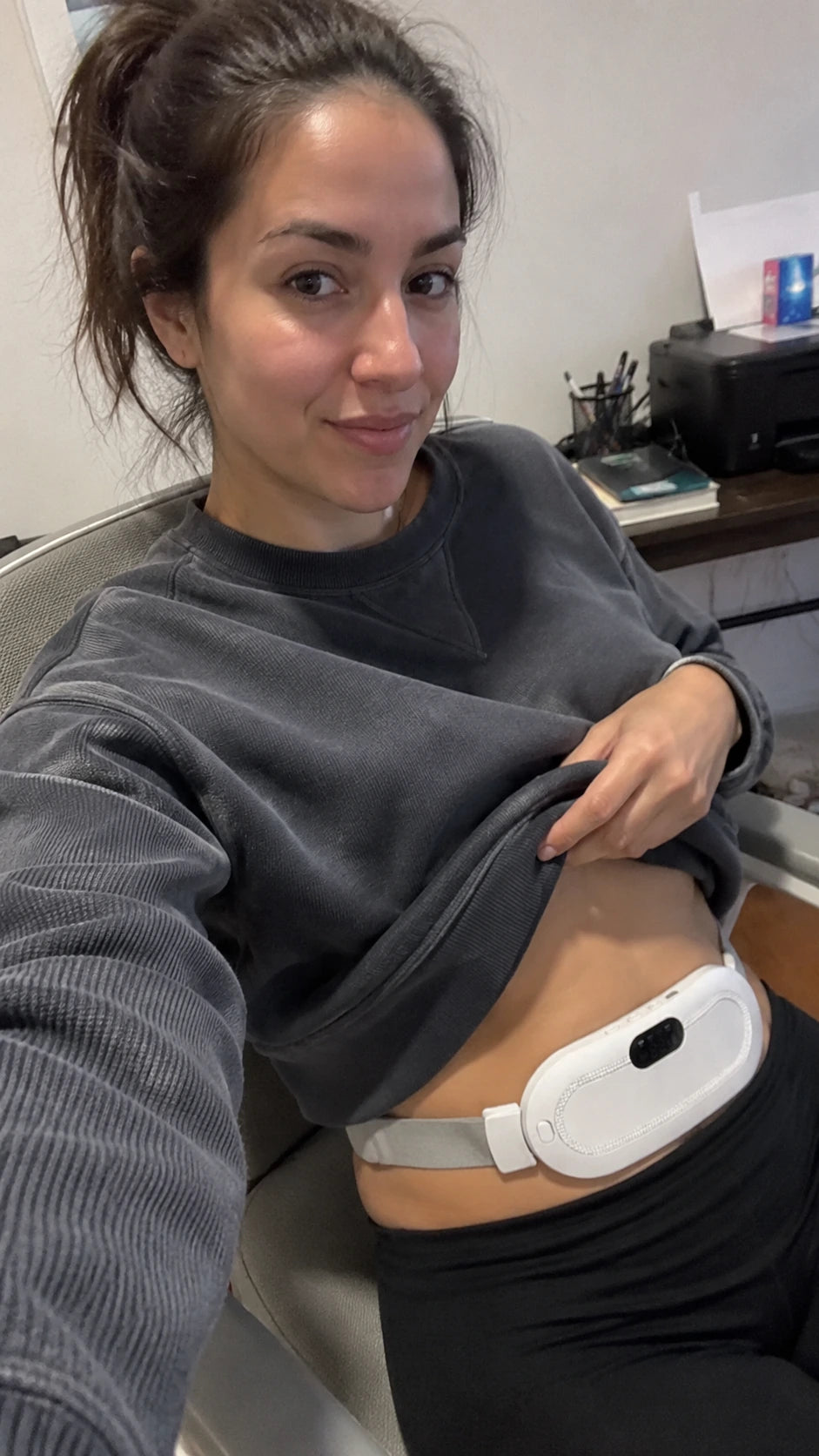 wearing belt at desk