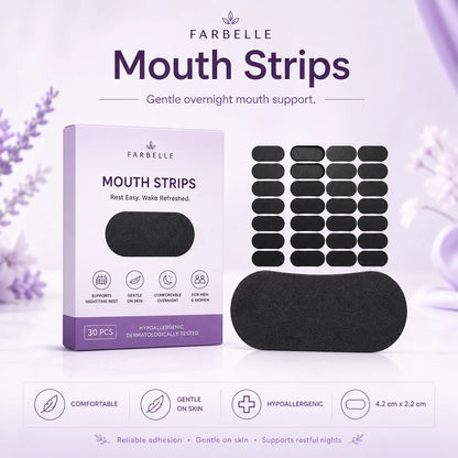 Farbelle Somnia mouth airflow strips box with 30 hypoallergenic pieces